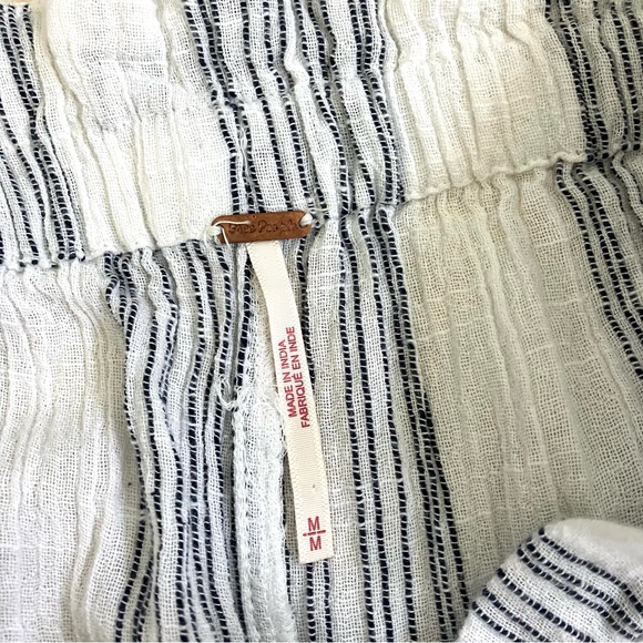 Free People Medium Semi Sweet Cropped Pants White Black Striped Paperbag Cotton - Picture 4 of 8